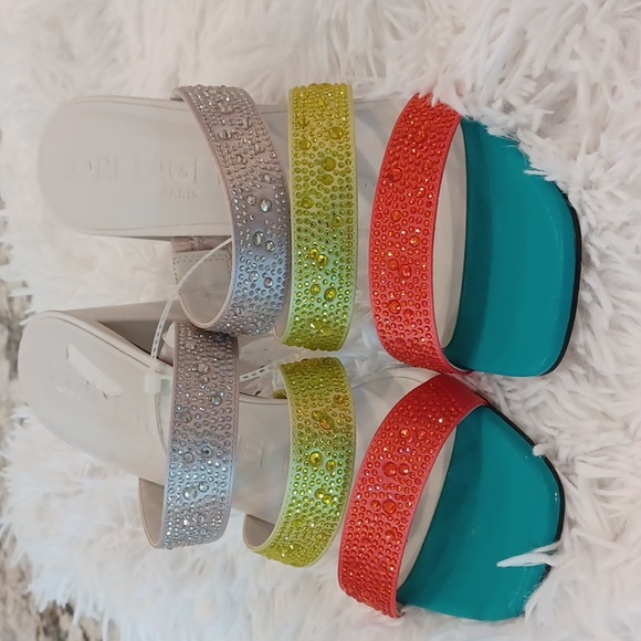 KARL LAGERFELD PARIS Women's Rickie Slip On Rhinest Embellished Dress Sandal 11M - Picture 10 of 16